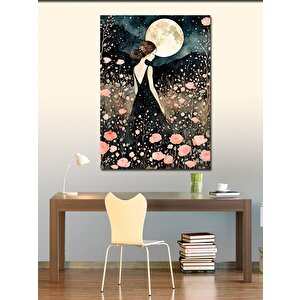 Kanvas Tablo Çiçekler Ve Kadın 70x100 cm