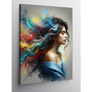 Kanvas Tablo Renkli Saçlı Kız 100x140 cm