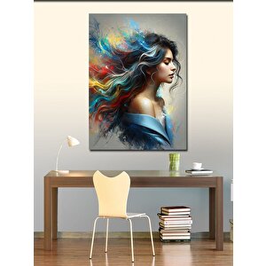 Kanvas Tablo Renkli Saçlı Kız 100x140 cm
