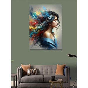 Kanvas Tablo Renkli Saçlı Kız 100x140 cm