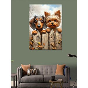 Kanvas Tablo Çitlerin Arkasındaki Köpekler