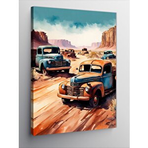 Kanvas Tablo Retro Kamyonetler