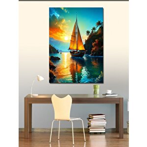 Kanvas Tablo Yağlı Boya Yelkenli Tekne 100x140 cm