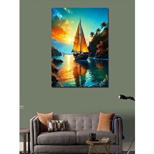 Kanvas Tablo Yağlı Boya Yelkenli Tekne 100x140 cm