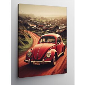 Kanvas Tablo Kırmızı Kaplumbağa Araba 70x100 cm