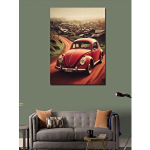 Kanvas Tablo Kırmızı Kaplumbağa Araba 70x100 cm
