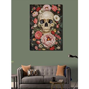 Kanvas Tablo Kuru Kafa Ve Çiçekler 70x100 cm