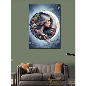 Kanvas Tablo Renkli Çiçekler Ve Kadın 100x140 cm