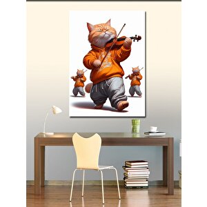 Kanvas Tablo Keman Çalan Kedi 70x100 cm