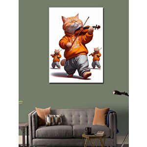 Kanvas Tablo Keman Çalan Kedi 70x100 cm