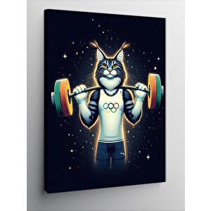 Kanvas Tablo Fitness Yapan Kedi