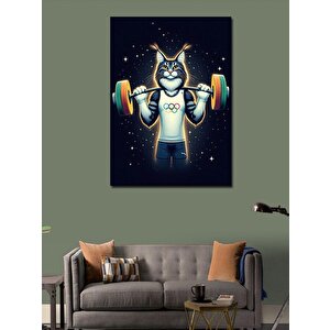 Kanvas Tablo Fitness Yapan Kedi
