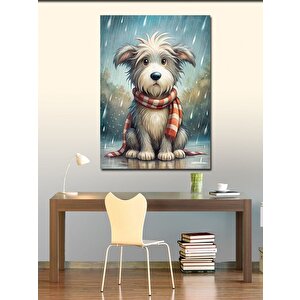 Kanvas Tablo Sevimli Köpek Ve Atkısı 70x100 cm