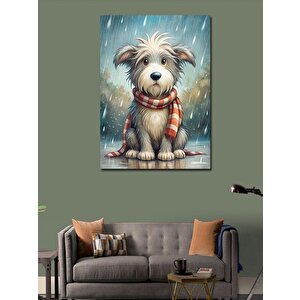 Kanvas Tablo Sevimli Köpek Ve Atkısı 70x100 cm