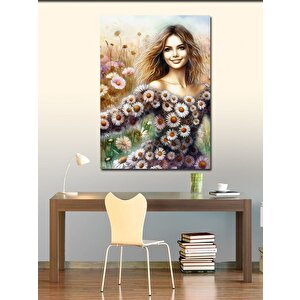 Kanvas Tablo Papatya Elbiseli Kadın 70x100 cm