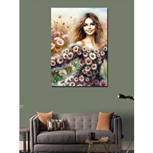 Kanvas Tablo Papatya Elbiseli Kadın 70x100 cm