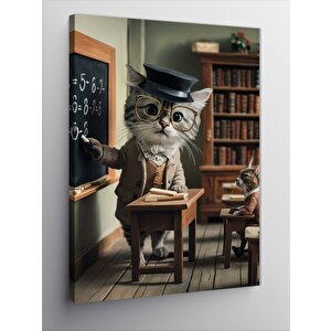 Kanvas Tablo Öğretmen Kedi 100x140 cm