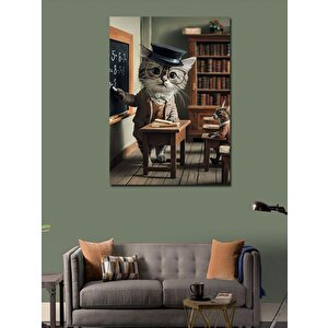 Kanvas Tablo Öğretmen Kedi 100x140 cm