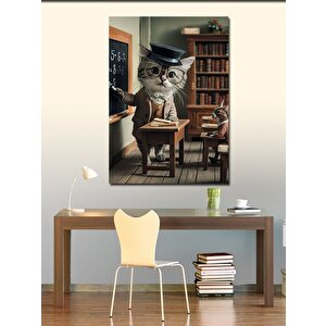 Kanvas Tablo Öğretmen Kedi
