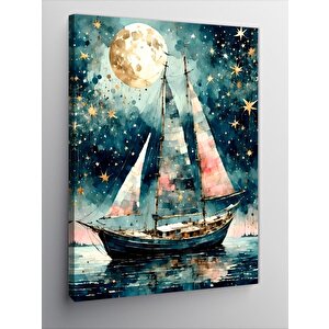 Kanvas Tablo Dolunay Ve Tekne 100x140 cm