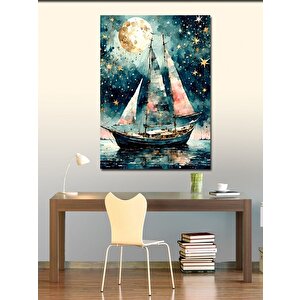 Kanvas Tablo Dolunay Ve Tekne 100x140 cm