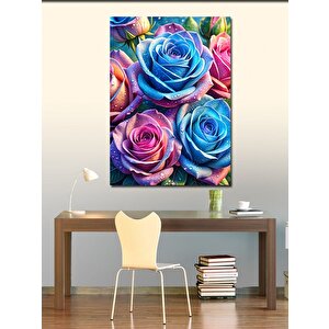 Kanvas Tablo Pembe Mor Çiçekler 70x100 cm