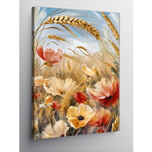 Kanvas Tablo Buğdaylar Ve Çiçekler 100x140 cm