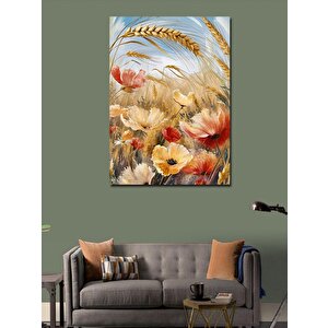 Kanvas Tablo Buğdaylar Ve Çiçekler 100x140 cm