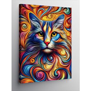 Kanvas Tablo Renkli Soyut Kedi