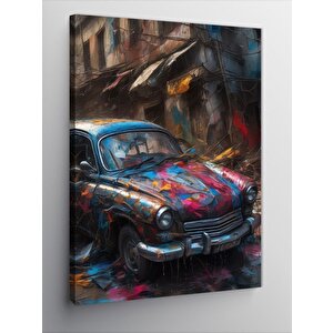 Kanvas Tablo Renkli Klasik Araba 100x140 cm