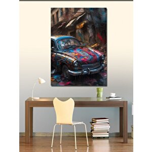 Kanvas Tablo Renkli Klasik Araba 100x140 cm