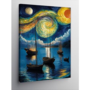 Kanvas Tablo Tekneler Ve Güneş Van Gogh Tarzı 70x100 cm