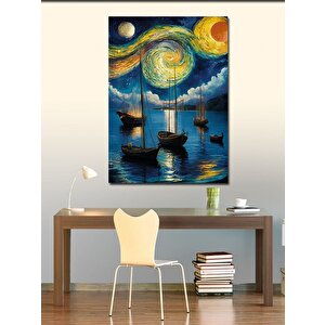 Kanvas Tablo Tekneler Ve Güneş Van Gogh Tarzı 70x100 cm
