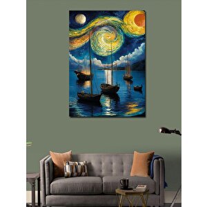 Kanvas Tablo Tekneler Ve Güneş Van Gogh Tarzı