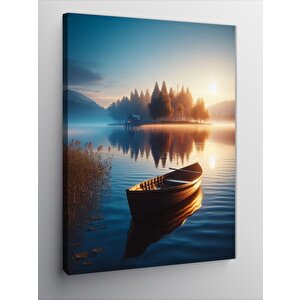 Kanvas Tablo Ahşap Tekne Ve Göl 70x100 cm