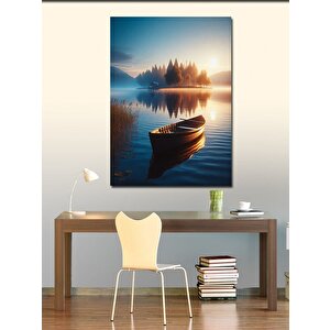 Kanvas Tablo Ahşap Tekne Ve Göl 70x100 cm