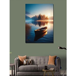 Kanvas Tablo Ahşap Tekne Ve Göl 70x100 cm