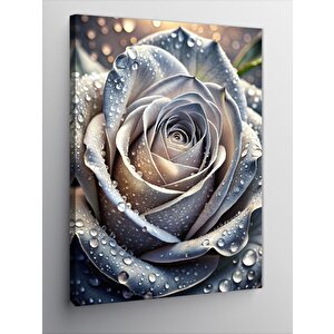 Kanvas Tablo Beyaz Gül Su Damlaları 70x100 cm
