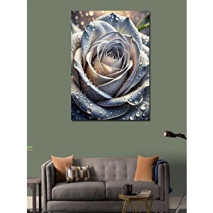 Kanvas Tablo Beyaz Gül Su Damlaları 70x100 cm