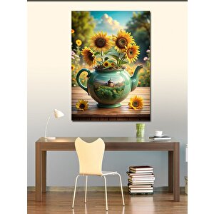 Kanvas Tablo Çaydanlıktaki Ayçiçekleri 70x100 cm