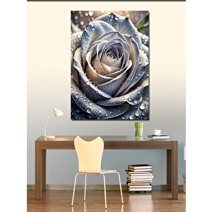 Kanvas Tablo Beyaz Gül Su Damlaları 100x140 cm
