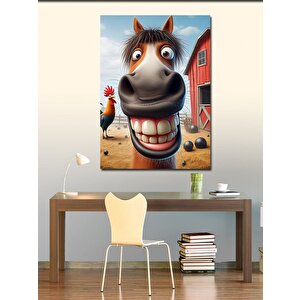 Kanvas Tablo Gülen Eşek Ve Kümes 70x100 cm