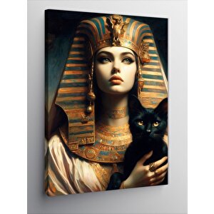 Kanvas Tablo Mısır Kraliçesi Ve Kedi 70x100 cm