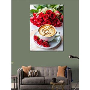 Kanvas Tablo Kahve Art Ve Güller