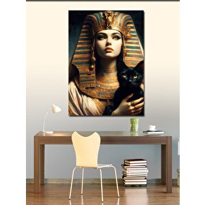 Kanvas Tablo Mısır Kraliçesi Ve Kedi 100x140 cm