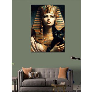 Kanvas Tablo Mısır Kraliçesi Ve Kedi 100x140 cm