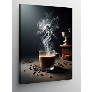 Kanvas Tablo Kahve Fincanı Ve Soyut Dumanı 70x100 cm