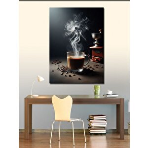 Kanvas Tablo Kahve Fincanı Ve Soyut Dumanı 70x100 cm