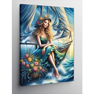 Kanvas Tablo Tekne Ve Kadın 100x140 cm