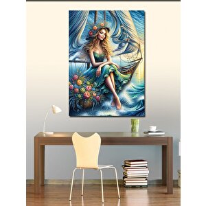 Kanvas Tablo Tekne Ve Kadın 100x140 cm
